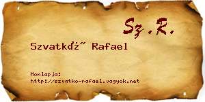 Szvatkó Rafael névjegykártya