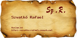 Szvatkó Rafael névjegykártya